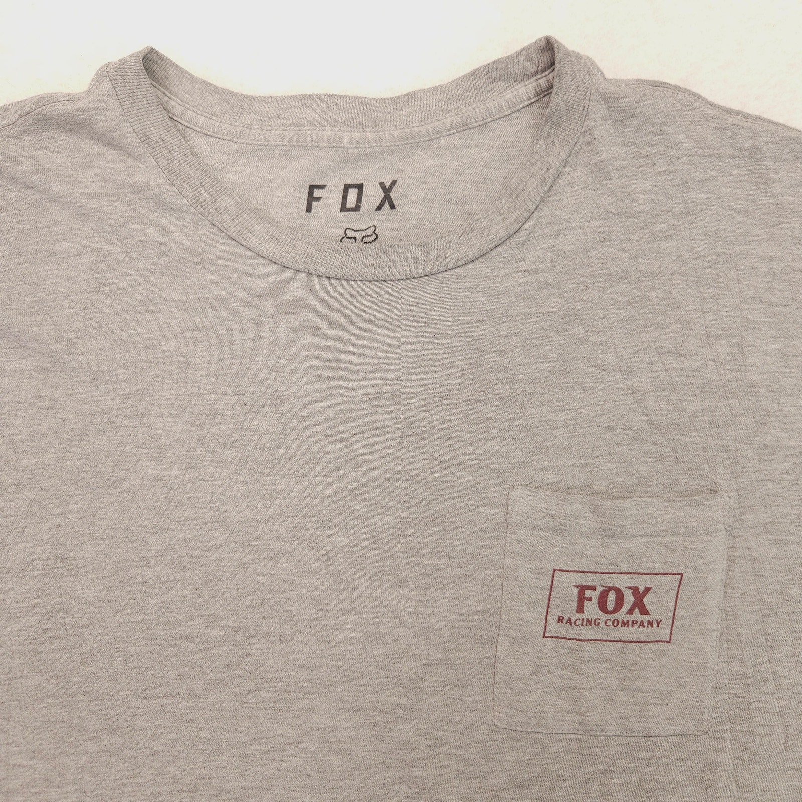 Fox Casual Crew Neck Graphic Short Sleeve Pocket T Shirt Mens Size 2xl Gray